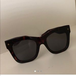 Large square dark brown tortoise shell sunglasses